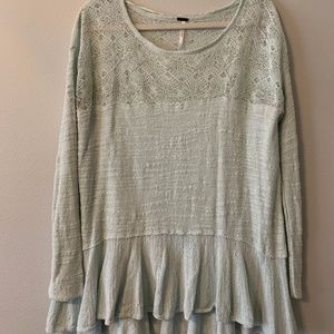 Free People Long Sleeve with Ruffle Bottom
